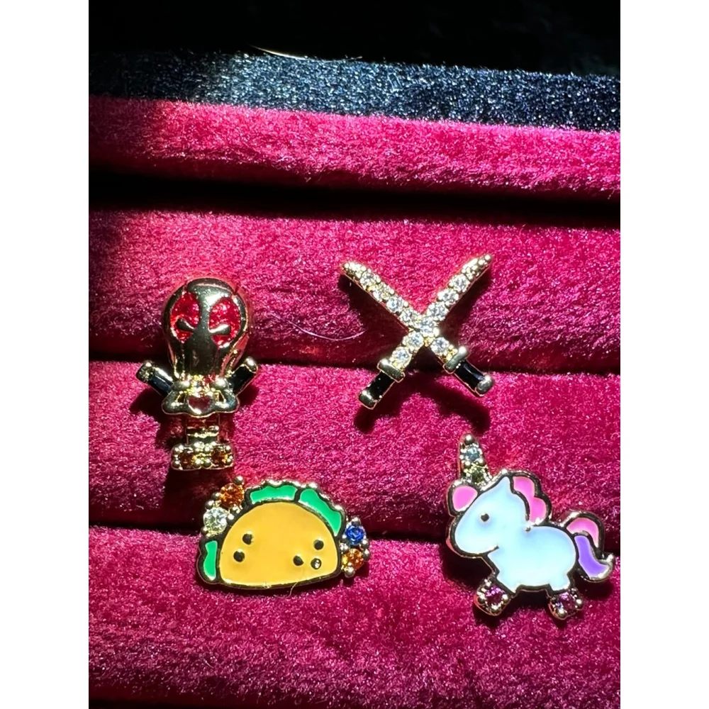 Gold Marvel Deadpool Stud Earrings